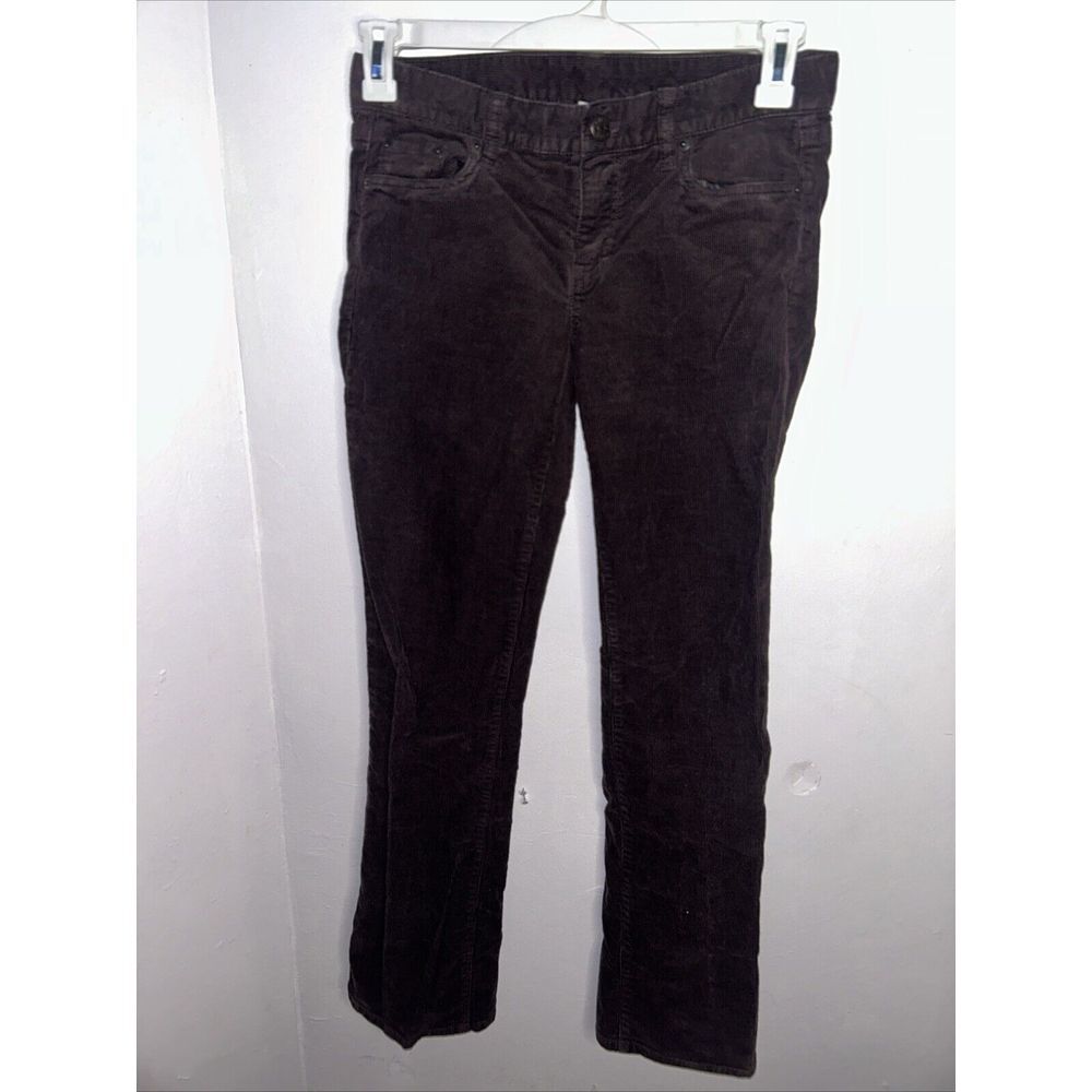 J.Crew Favorite Fit Corduroy Pants Women Sz 26S Deep Brown Low Rise Straight Leg